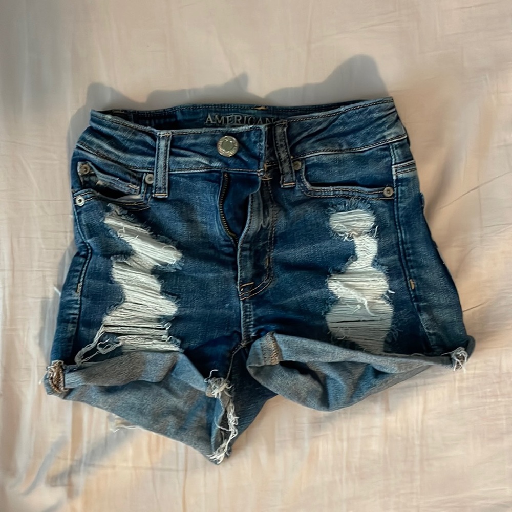 american eagle ripped jean shorts